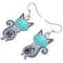 NEWEI Enamel Alloy Rhinestone Cat Kitten Earrings Dangle Drop Hook For Women Kids Charm Fashion Animal Pet Jewelry Gifts
