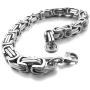 INBLUE 8mm Wide 316L Stainless Steel Bracelet Byzantine Link Chain Bracelet for Men Women Boys Water Resistance (5 Colors - Silver Black Gold Silver and Silver and Gold, 4 Lengths - 7.5'' 8'' 8.5'' 9'')