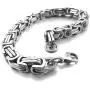 INBLUE 8mm Wide 316L Stainless Steel Bracelet Byzantine Link Chain Bracelet for Men Women Boys Water Resistance (5 Colors - Silver Black Gold Silver and Silver and Gold, 4 Lengths - 7.5'' 8'' 8.5'' 9'')