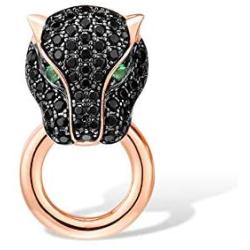 Santuzza Black Panther Spinel Rose Gold 14K Plating Pendant for Women 925 Sterling Silver Leopard Head Pendants