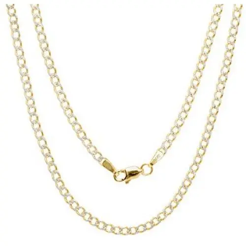 Nuragold 14k Yellow Gold 2.5mm Cuban Chain Curb Link Diamond Cut Pave Two Tone Pendant Necklace, Mens Womens Lobster Lock 16'' 18'' 20'' 22'' 24'' 26'' Nuragold 14k Yellow Gold 2.5mm Cuban Chain Curb Link Diamond Cut Pave Two Tone Pendant Necklace, Mens Womens Lobster Lock 16'' 18'' 20'' 22'' 24'' 26''