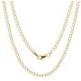 Nuragold 14k Yellow Gold 2.5mm Cuban Chain Curb Link Diamond Cut Pave Two Tone Pendant Necklace, Mens Womens Lobster Lock 16'' 18'' 20'' 22'' 24'' 26''