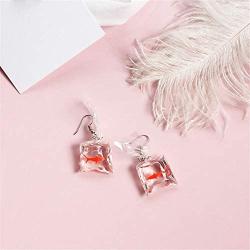 ONEYIM Funny Goldfish Earrings,Water Bag Shape Dangle Hook Earrings Charm Jewelry Gift Earrings for Women Girls-2 Pairs(One Red& One Yellow)