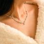 Yean Bride Silver Bridal Necklace Earrings Set Crystal Wedding Jewelry Set Rhinestone Choker Necklace for Women and Girls (Set of 3)