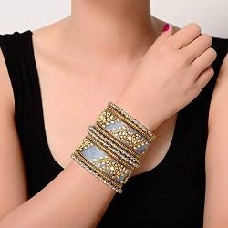 Aheli Traditional Wedding Designer Silk Thread Faux Stone Studded Bridal Bangle Set Chuda Indian Ethnic Bollywood Fashion Jewelry for Women