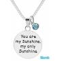 TISDA Birthstone Crystals Necklace,''You are my Sunshine my only Sunshine'' Necklace 18'' chain