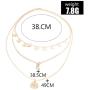Taktik Boho Layered Coin Pendant Necklaces Gold Moon Necklace Chain Sequins Jewelry for Women and Girls