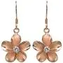 14k Rose Gold Plated Sterling Silver CZ Plumeria Hook Earrings, 14mm 14k Rose Gold Plated Sterling Silver CZ Plumeria Hook Earrings, 14mm