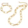 LANE WOODS Gold Chain Necklace and Bracelet for Women Ladies Dainty and Chunky Chain Link Paperclip Jewelry Set