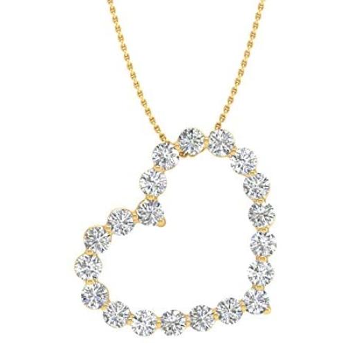 1/2 Carat Diamond Heart Pendant Necklace in 14K Gold (Silver Chain Included)