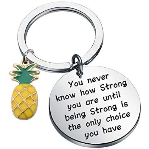 KUIYAI IVF Infertility Keychain You Never Know How Strong You are Inspirational Gift Infertility Mom Jewelry IVF Pineapple Gifts IVF Encouragement Gift for Her