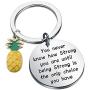 KUIYAI IVF Infertility Keychain You Never Know How Strong You are Inspirational Gift Infertility Mom Jewelry IVF Pineapple Gifts IVF Encouragement Gift for Her