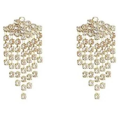 Rhinestone Chandelier Tassel Dangle Earrings Dainty Short Fringe Chain Earrings