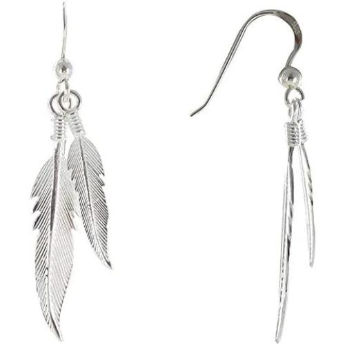Les Poulettes Jewels - Sterling Silver Earrings Two Feathers