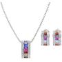 Multicolor AAA CZ Necklace & Earrings Jewelry Set Trendy Cubic Zirconia Omega Clip Earring Cable Chain