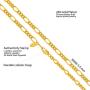 Lifetime Jewelry 5.5mm Rounded Figaro Chain Necklace 24k Real Gold Plated