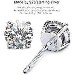 18K Gold Plated 925 Sterling Silver Stud Earrings Simulated Diamond Round CZ Ear Studs