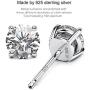 18K Gold Plated 925 Sterling Silver Stud Earrings Simulated Diamond Round CZ Ear Studs