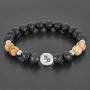 Crucible Zodiac Sign Agate and Lava Stone Slip-on Beaded Bracelet with Birth Sign Horoscope Charm