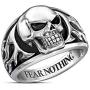 Skull Ring for Men, Gothic Demon Skull Head Ring, Punk Rock Skull Totem Ring, Vintage Black Eye Skull Bone Amulet Ring, Hip Hop Halloween Biker Ring, Viking Skull Jewelry Gift for Men Boys