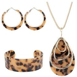 ORAZIO Acrylic Jewelry Set for Women Statement Boho Resin Earrings Necklace Bracelet