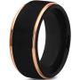 Tungsten Wedding Band Ring 10mm for Men Women Black Rose Yellow Gold Plated Step Edge Brushed Polished