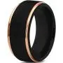 Tungsten Wedding Band Ring 10mm for Men Women Black Rose Yellow Gold Plated Step Edge Brushed Polished Tungsten Wedding Band Ring 10mm for Men Women Black Rose Yellow Gold Plated Step Edge Brushed Polished