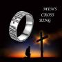 YFN Cross Ring Vintage Sterling Silver Mens Cross Band Rings Size 9.5