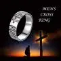 YFN Cross Ring Vintage Sterling Silver Mens Cross Band Rings Size 9.5 YFN Cross Ring Vintage Sterling Silver Mens Cross Band Rings Size 9.5