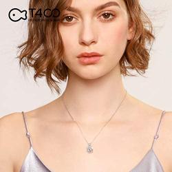 T400 925 Sterling Silver Pendant Necklace with Dancing Diamond Stone Cubic Zirconia Gift for Women