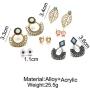 ZRosse 6 Piars Bohemian Leaf Flower Pearl Crystal Earrings Set Fashion Retro Zircon Crystal Charm Ear Studs for Women and Girls