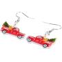 DUOWEI Acrylic Christmas Truck Tree Garland Earrings Drop Dangle Jewelry For Women Kids Teens Festival Gifts