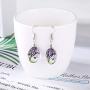 Tree of Life Dried Pressed Real Flowers Teardrop Drop Earrings Glass Hook Earrings（purple）