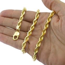 Nuragold 10k Yellow Gold 7mm Solid Rope Chain Diamond Cut Necklace, Mens Jewelry Lobster Lock 22'' 24'' 26'' 28'' 30''