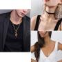 Hipunk Music Note Necklace Mens Skull Head 316L Stainless Steel Punk Musicial Pendant 18k Gold/Black Gun Plated Musician Jewelry