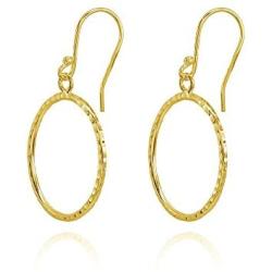 Sterling Silver Hammered Circle Fashion Dangle Earrings