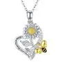 Waysles Sunflower Love Heart Pendant Necklace Engraved You are My Sunshine Sterling Silver Cubic Zirconia Jewelry Gifts for Women Sunflower Bee/Butterfly/Dragonfly Waysles Sunflower Love Heart Pendant Necklace Engraved You are My Sunshine Sterling Silver Cubic Zirconia Jewelry Gifts for Women Sunflower Bee/Butterfly/Dragonfly