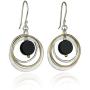 Stera Jewelry 925 Sterling Silver & Gold-Filled Multi Hoops Turquoise or Black Onyx Dangle Earrings