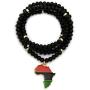 CBC Crown Slanted Pan African Colored Africa Map Continent Pendant on Wooden Bead Necklace