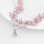 WeimanJewelry Silver/Gold/Rose Gold Plated Women Cubic Zirconia Round CZ Marquise Teardrop Bridal Necklace and Drop Earring Set for Bride Wedding