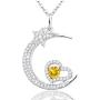 Mothers Day Birthday Gifts Citrine Necklace for Mom Wife I Love You to the Moon and Back Moon Shooting Star Sterling Silver Jewelry