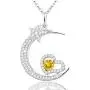 Mothers Day Birthday Gifts Citrine Necklace for Mom Wife I Love You to the Moon and Back Moon Shooting Star Sterling Silver Jewelry