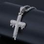 LC8 Jewelry Unisex Hip Hop Micropave Simulated Diamond Iced Out Bling Dripping Cross CZ Pendant Necklace for Men Women