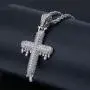 LC8 Jewelry Unisex Hip Hop Micropave Simulated Diamond Iced Out Bling Dripping Cross CZ Pendant Necklace for Men Women