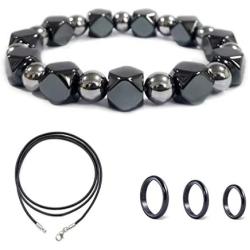 Genuine Hematite Bracelet for Men and Women, Magnetic Therapy Bracelet Absorbs Negative Engergy, Bead Strand Stones Healing Bracelet