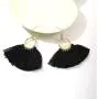 Solememo Gold Tone Lightweight Bohemian Ethnic Silky Thread Tassel Fringe Fan Shape Dangle Earring for Women Teen Girls