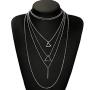 Anglacesmade Bohemia Layered Choker Necklace Silver Triangle Necklace Bar Necklace Geometric Necklace Bohemian Jewelry for Women and Girls