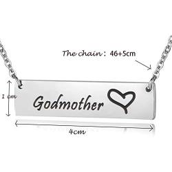 ENSIANTH Godmother Necklace Goddaughter Necklace Hand Stamped Bar Necklace Gift for Her