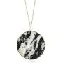 RIAH FASHION Bohemian Natural Stone Geometric Pendant Long Necklace - Boho Round Charm Layering Statement Chain Circle Disc Marble Quartz RIAH FASHION Bohemian Natural Stone Geometric Pendant Long Necklace - Boho Round Charm Layering Statement Chain Circle Disc Marble Quartz