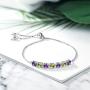 Gem Stone King 925 Sterling Silver Purple Amethyst and Green Peridot Tennis Adjustable Bracelet For Women, 2.67 Ct Round Cut
